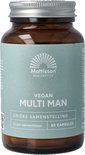 Mattisson Vegan Multi Man, 60 capsules. Bruine glazen pot met mintgroen etiket.
