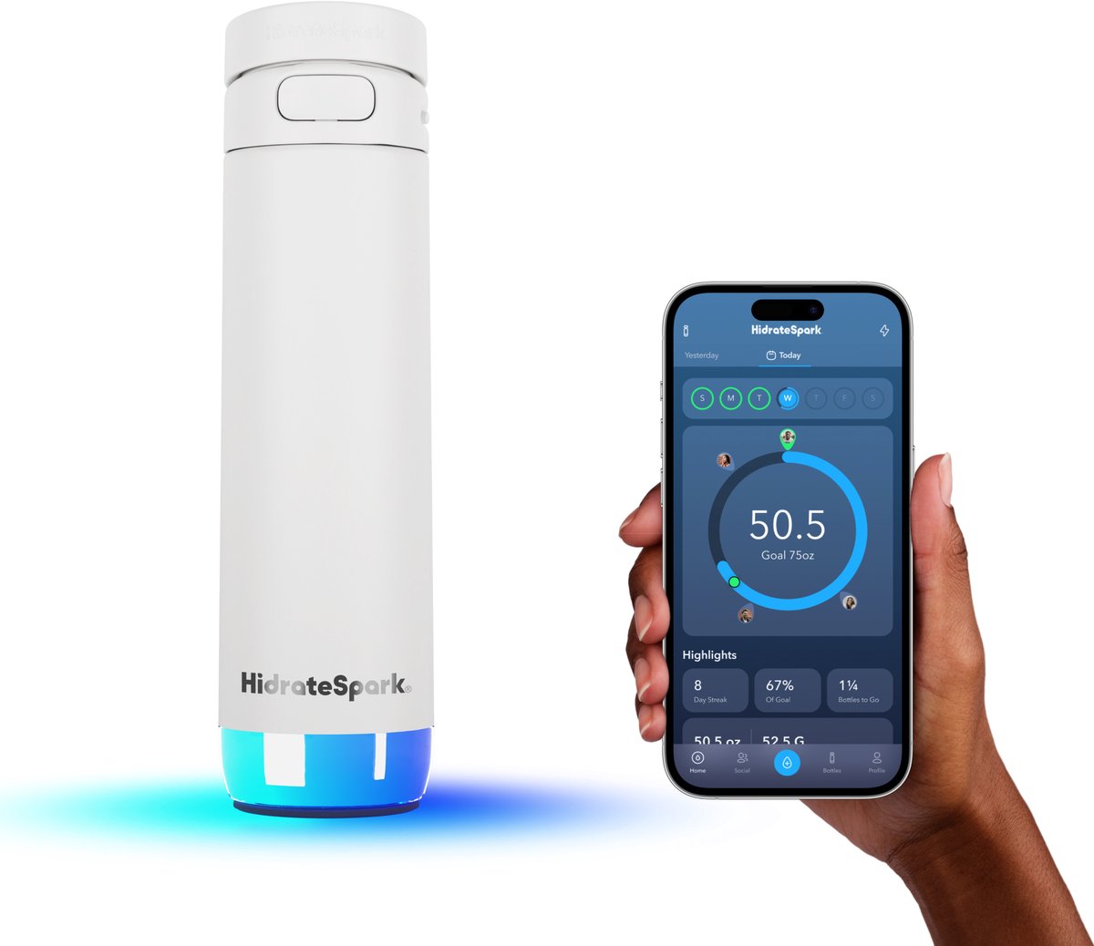 HidrateSpark PRO 2 Smart Bottle Chug 621ml White