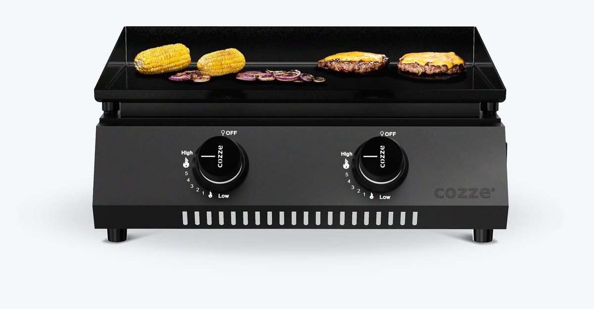 Cozze® G-400 Gas Plancha BBQ - 2 Gasbranders - Bakplaat BBQ voor Buiten Koken - Compacte Plancha Grill - 30 mbar - Outdoor Cooking thumbnail 3