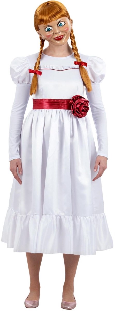 Smiffys - Annabelle Kostuum jurk - M - Wit/Rood