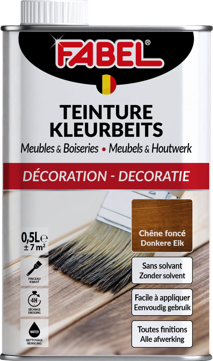 Fabel kleurbeits voor meubels en houtwerk - Donkere Eik 0,5L