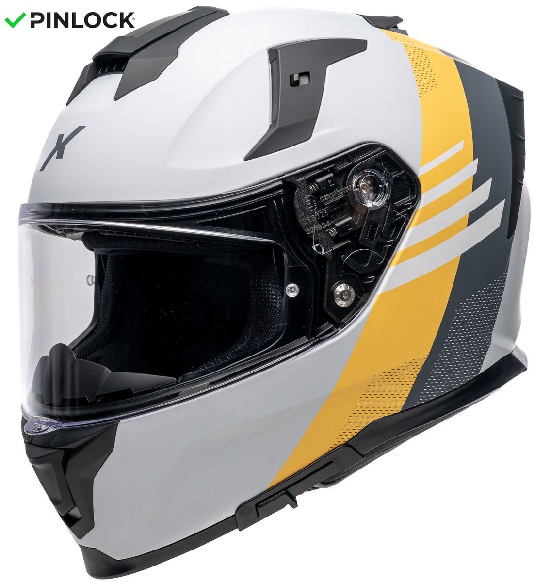 MOTOBLOUZ MIRAGE PRYSM Integraalhelm - ECE 22.06 gekeurde Helm Scooter, Motor & Brommer - Heren & Dames - Grey/Yellow mat - L