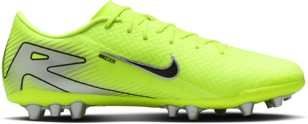 Nike Mercurial voetbalschoenen voor heren, Flyknit, neon geel, maat 47, met zwarte details en noppen.