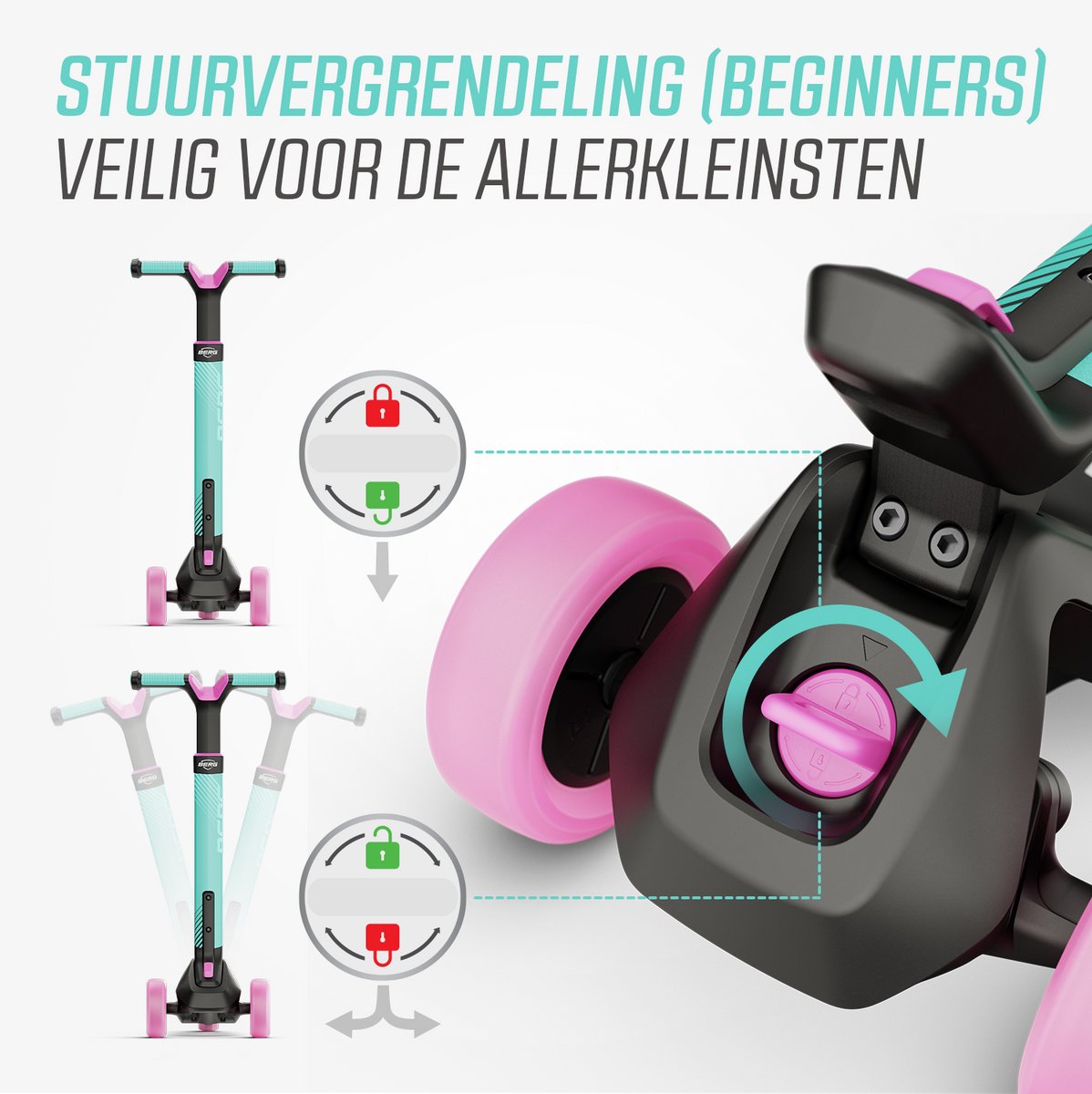 BERG Nexo Kinderstep - Step 3 wielen - Vanaf 2 jaar - Opvouwbaar - In hoogte verstelbaar - Mint — afbeelding 3