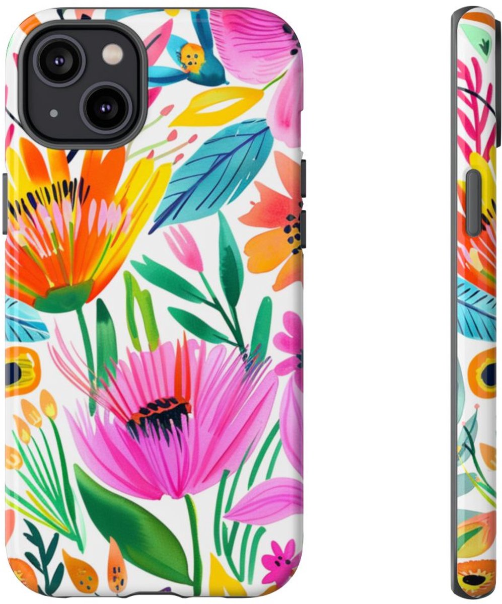Vrolijk Waterverf Bloemenpatroon – Telefoonhoesje Geschikt voor iPhone 14 Plus