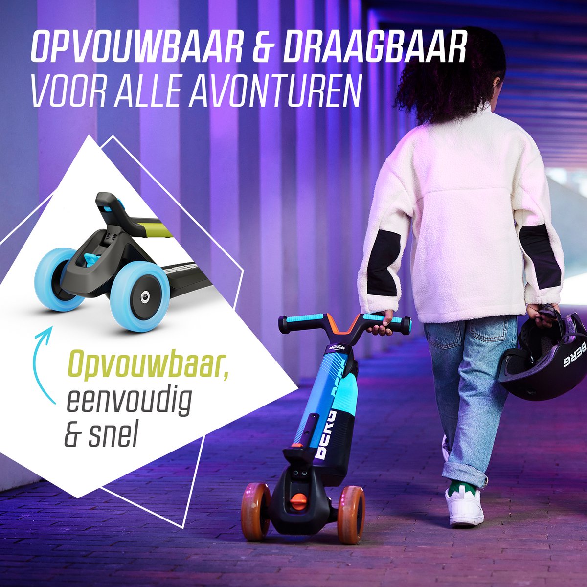 BERG Nexo Kinderstep - Step 3 wielen - Vanaf 2 jaar - Opvouwbaar - In hoogte verstelbaar - Lime — afbeelding 6