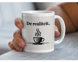 De Realiteit Mok, Minimalistische Koffie Mok, Inspirerende Quote Mok, Koffieliefhebber Cadeau, Unieke Mok, Nieuwe Mok