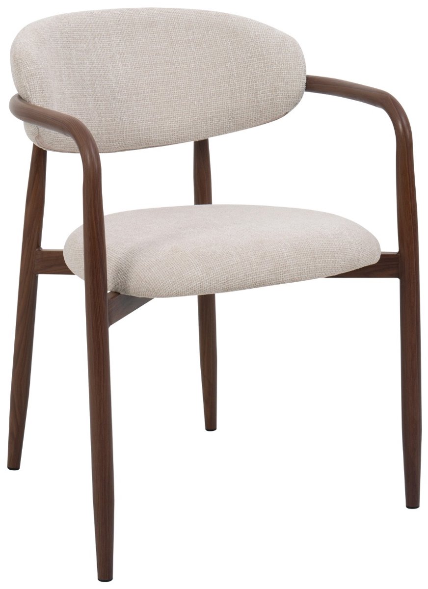 Giga Meubel Eetkamerstoel Alexia - Beige Stof Metaal - 59x57x77cm - Set van 2