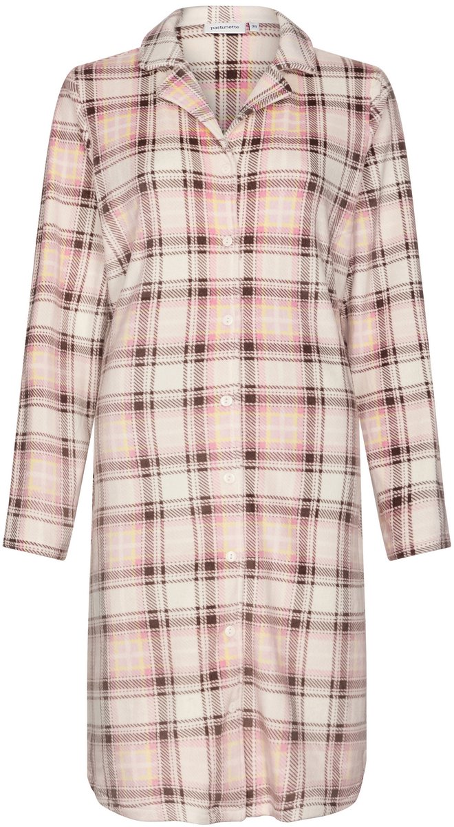 Pastunette - Pink Checks - Nachthemd - Geruit - Flanel Fleece - Maat 48