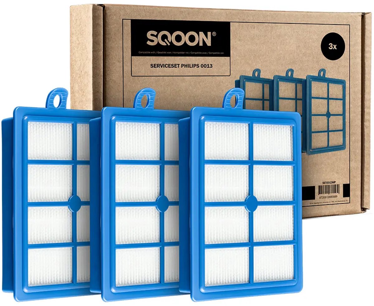 SQOON® Filterset geschikt voor o.a. Philips, AEG en Electrolux - 3 STUKS - Gelijk aan model: FC8031 - Voor optimale stofopvang en schone lucht