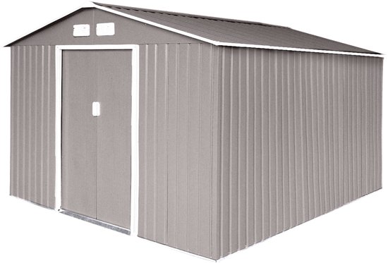 Hattoro S300 Tuinhuis - 277x319x192cm 12,5m³ Zadeldak - Lichtgrijs