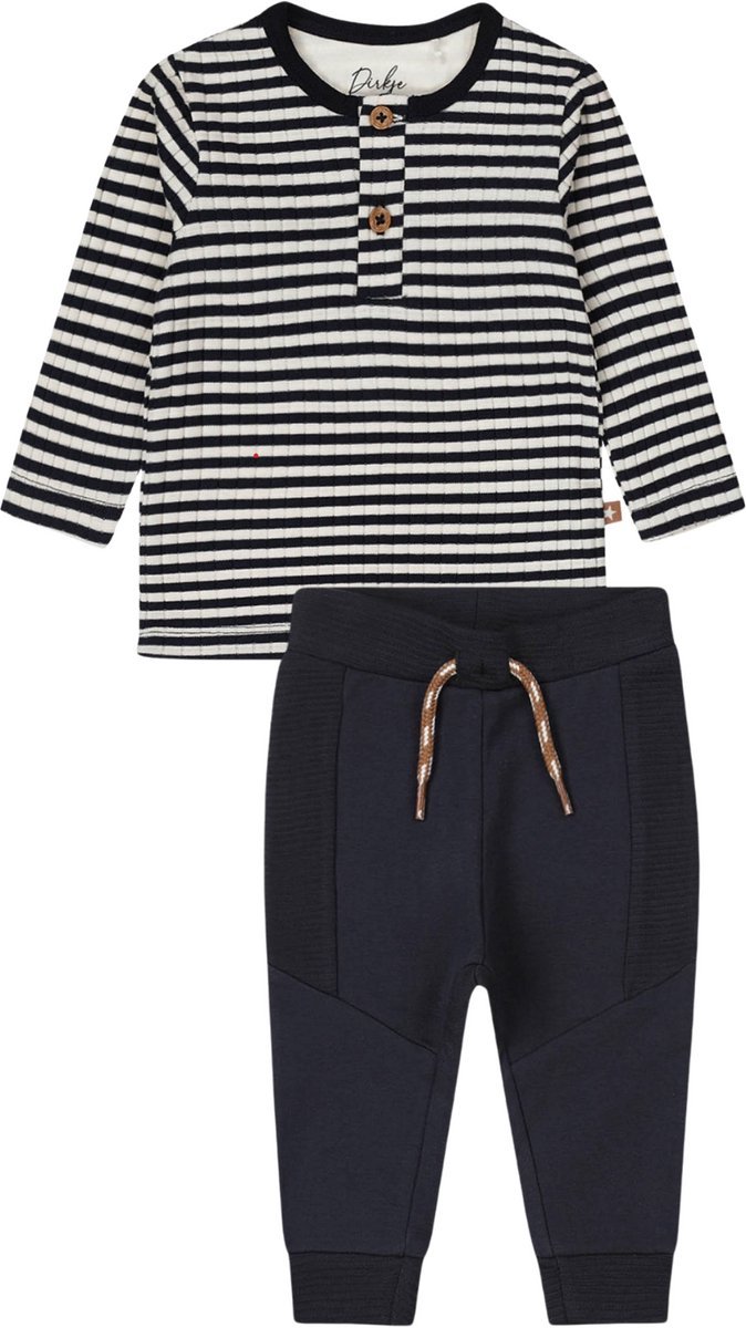 Dirkje baby jongens setje Shirt streep en Broek Navy maat 56