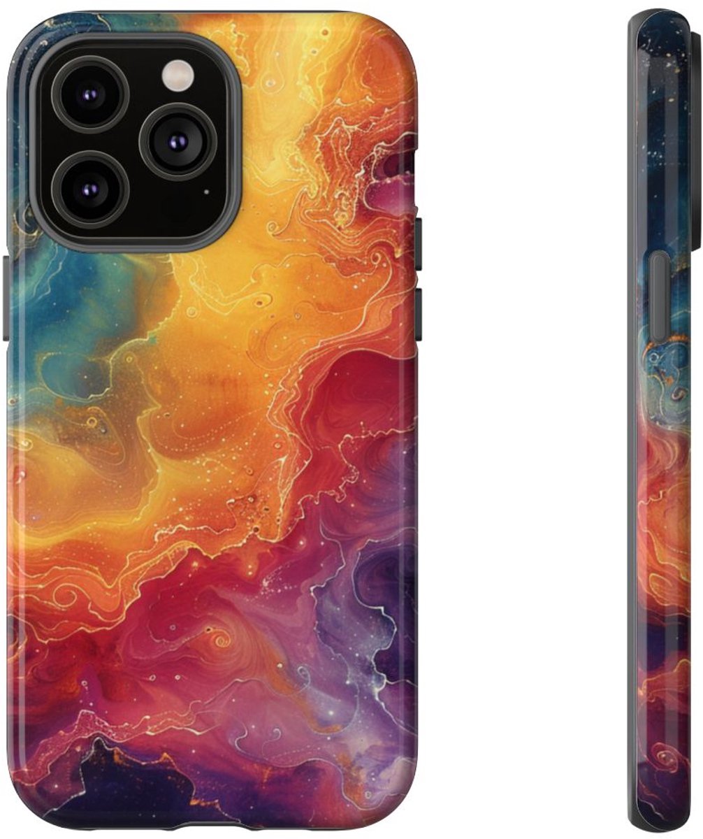Kleurrijke Kosmische Nevel Abstract – Telefoonhoesje Geschikt voor iPhone 14 Pro Max