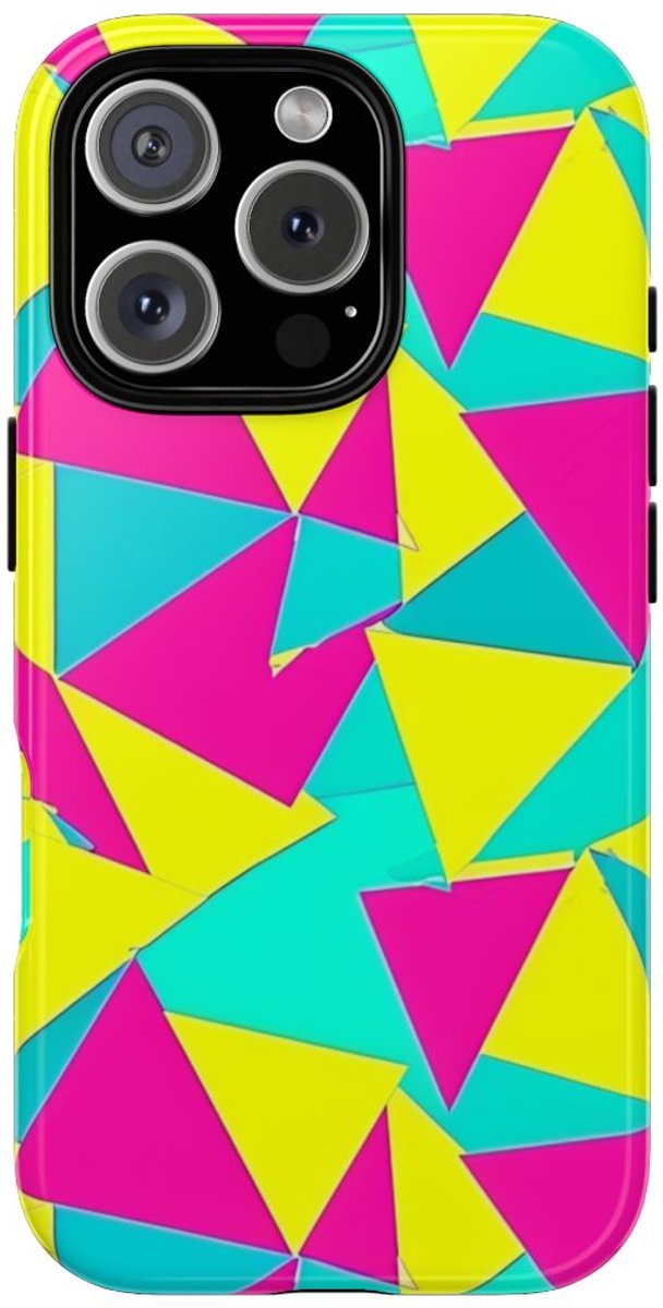 Neon Driehoekenpatroon – Telefoonhoesje Geschikt voor iPhone 16 Pro