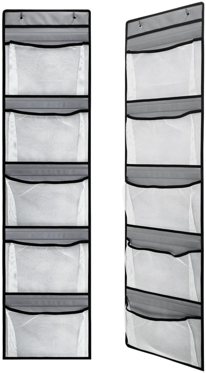 TOVBMUP Opbergzakken - Opbergorganizer - Planken - Hangende Opberger voor Deur - Voor achter de deur organizer, Slaapkamer, Kinderkamer, Badkamer - 2 artikelen - Grijs