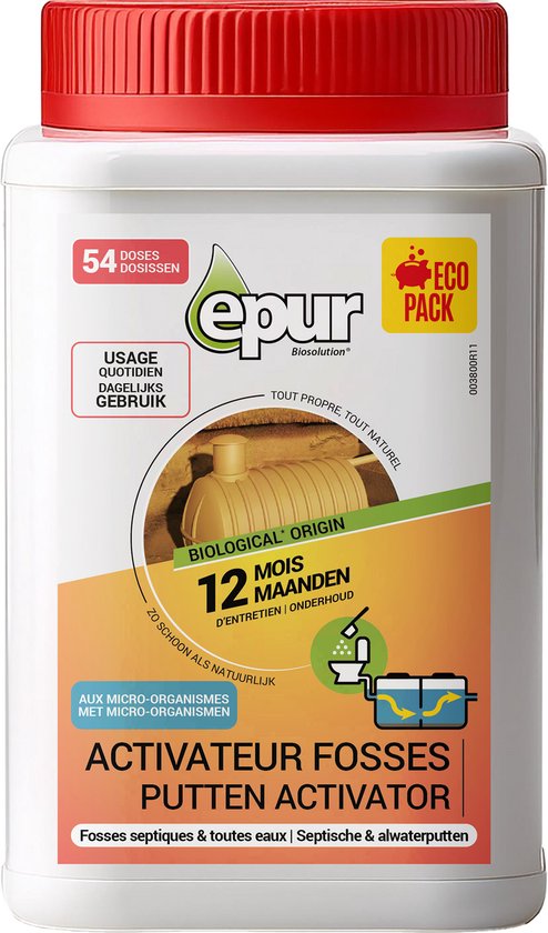 Epur - Septische putten activator - Voor septische putten, beerputten, vetbakken, zinkputten - 12 maanden