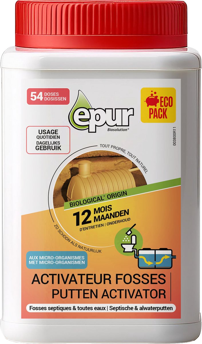 Epur Biosolution Septische Putten Activator 1.5kg — Biologische Activator met Bacteriën & Enzymen voor Septische Put, Beerput, Vetbak & Zinkput — 12 Maanden / 54 Dosissen