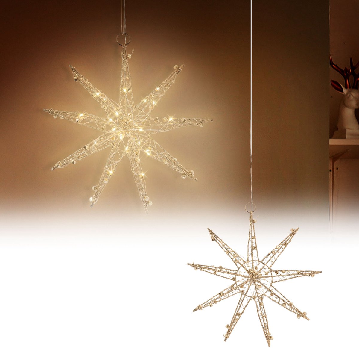 LED Kerstster 30 cm Goud van Metaal met Warm Witte LED's