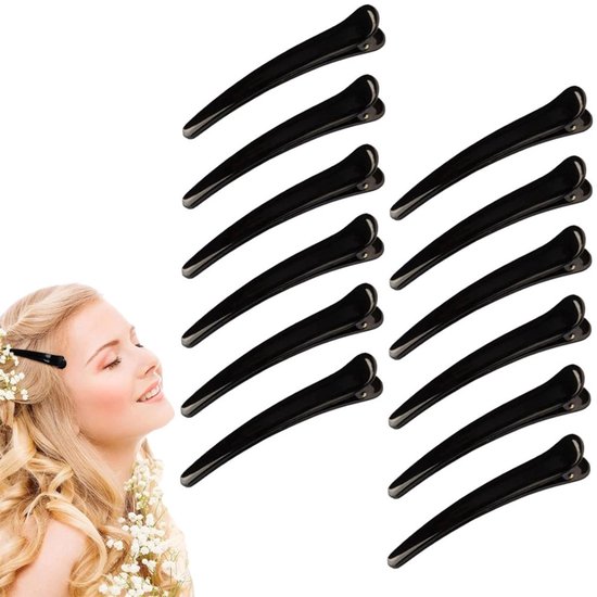 Hypify® | Professionele kappers haarklemmen | 9 cm | Kwalitatieve haarklemmen| Zwarte Klemmen| 12 stuks