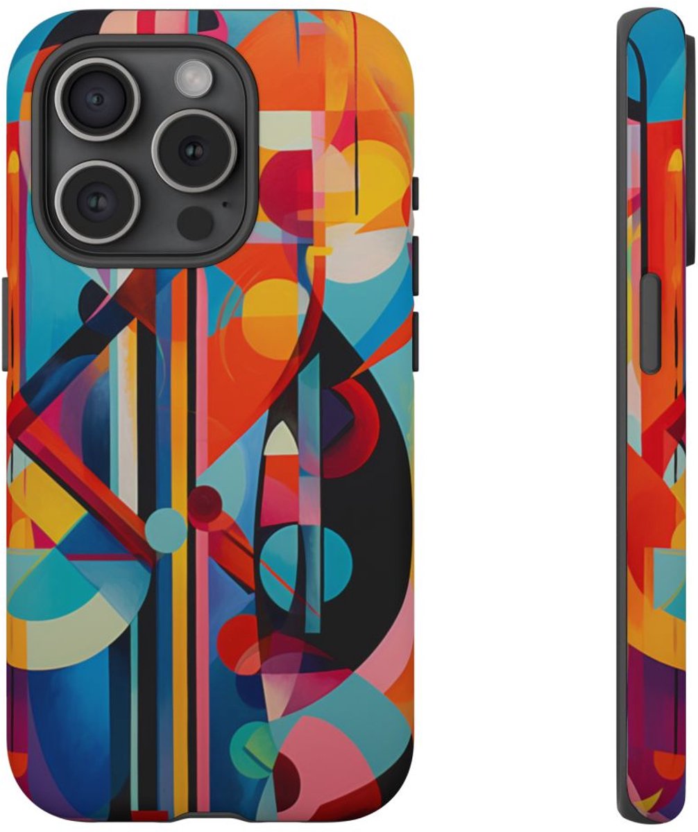 Abstracte Geometrische Kleurencombinatie – Telefoonhoesje Geschikt voor iPhone 15 Pro