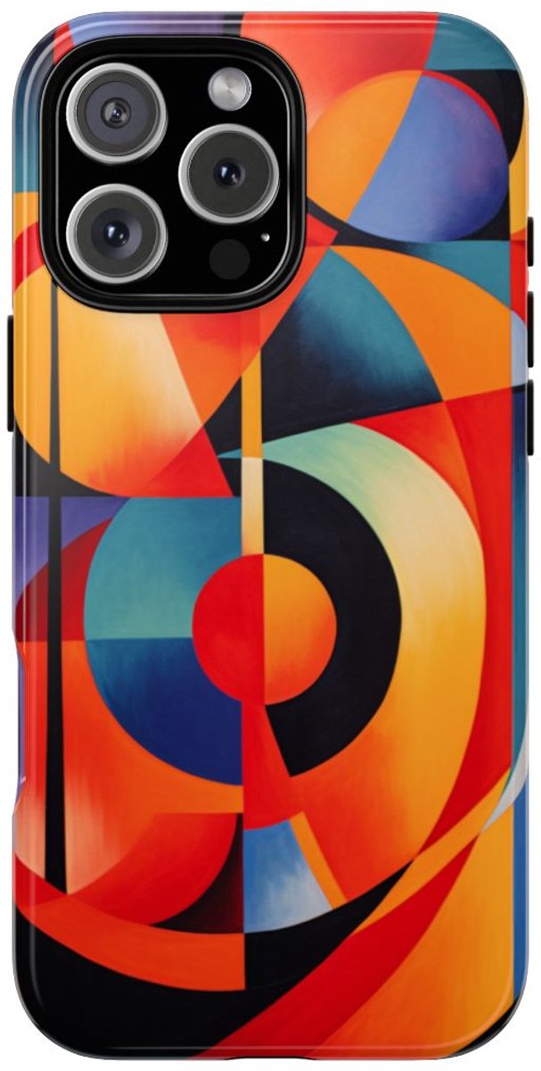 Vrolijke Geometrische Abstracte Kunst – Telefoonhoesje Geschikt voor iPhone 16 Pro Max