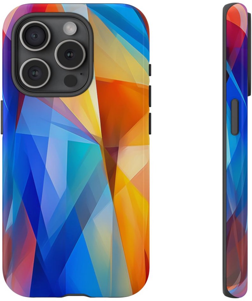 Levendig Geometrisch Abstract Ontwerp – Telefoonhoesje Geschikt voor iPhone 15 Pro