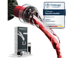 VINENCO Wijnschenker, Rode Wijn Decanter Wijnbeluchter Bouquet | Schenktuit Wijnfles Wijndecanteerder | Druppelvrije Decanteerder met Beluchter Dubbelwandig, Decanteertuit Cadeau Vrouw Man, Partij Verjaardag