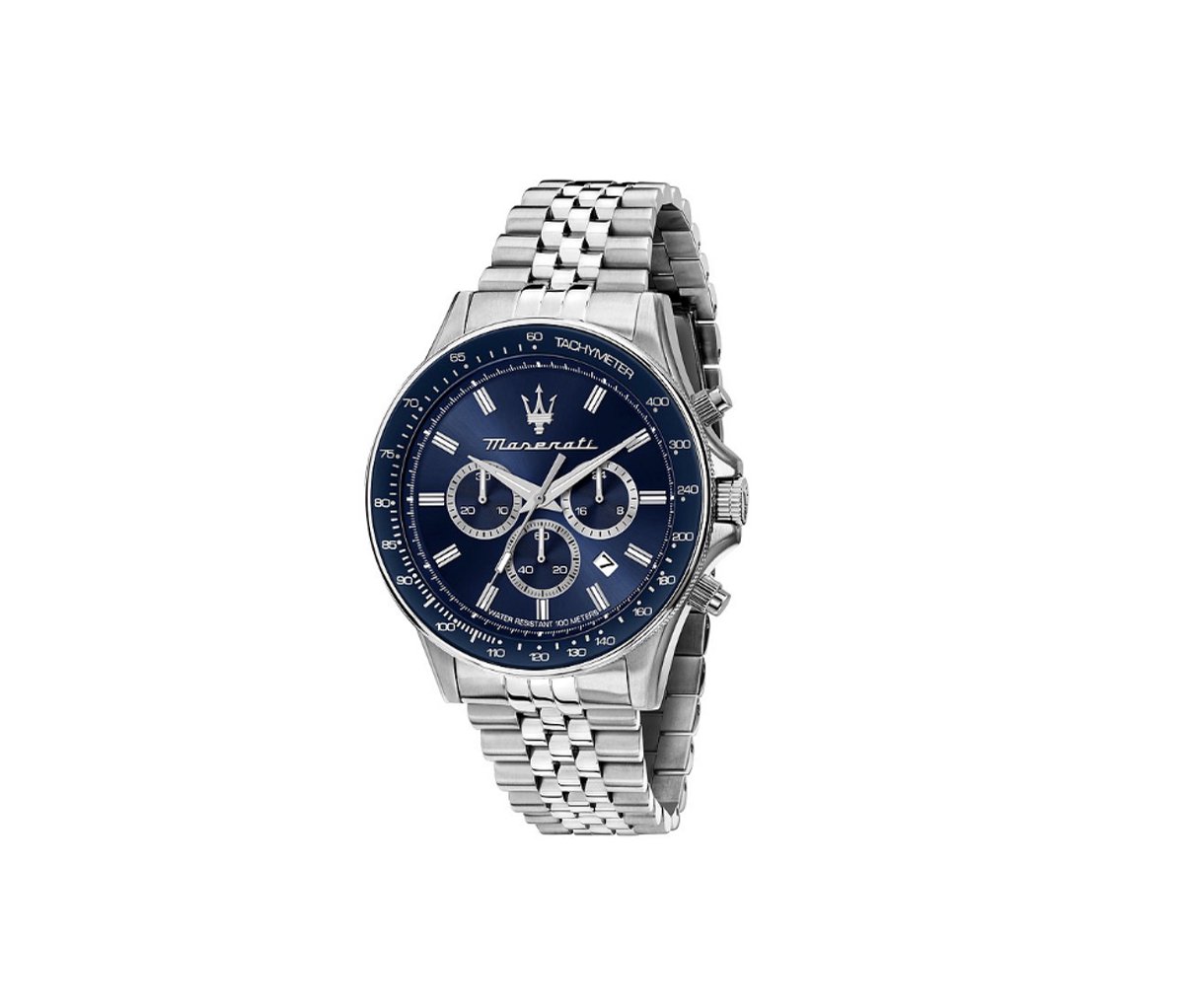 Maserati - R8873640025 - Sfida - chronograph - watch - zilverkleurig - blauw - herenhorloge - 44 MM