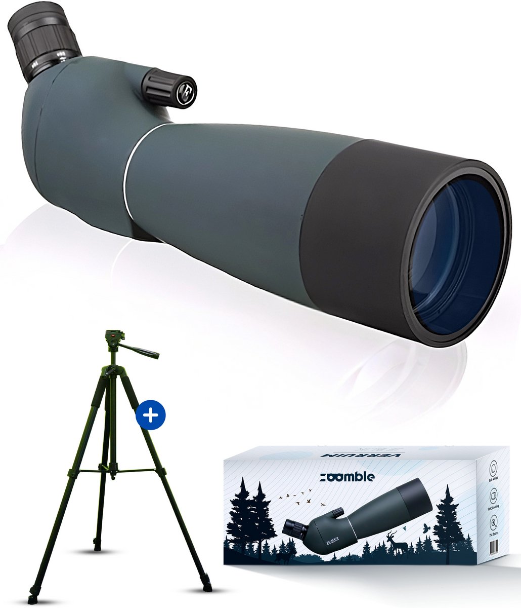 Zoomble® Spotting Scope met Groot Statief & Ebook - 25-75x70 - Inclusief Draagtas, Afstandsbediening & Telefoonhouder - Voor Vogelspotten, Natuur, Outdoor & Jagen - Monoculair - 25x75 Zoom - Monokijker