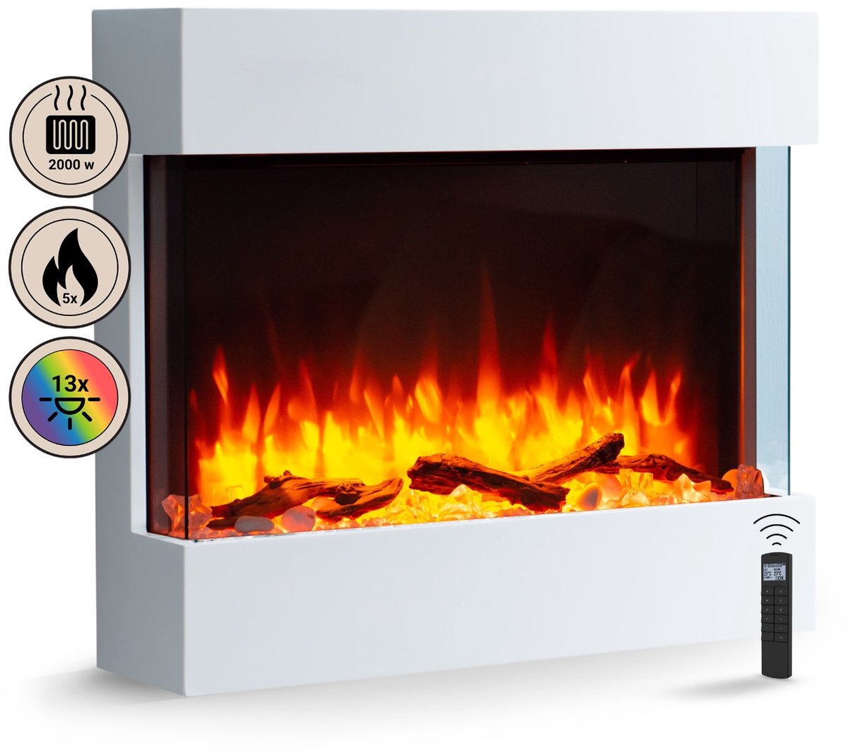 Balderia Elektrische Sfeerhaard Alva Wit 20 X 72.6 X 63.4 Cm – 2000 Watt