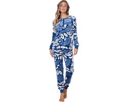Pastunette - Blue Bloom - Pyjama/Huispak - Velours - Blauw - Maat 40