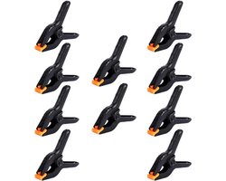 TOVBMUP Clips - Nylon veerklemmen - Nylon bevestigingsclips - voor studio, kunst, ambachten, houtbewerking, fotografie - Zwart - 10 stuks