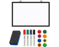 BRASQ Whiteboard 60×45 cm magnetisch – met accessoires set (markers, wisser, magneten) - Schoolbord - Magneetbord – zwart