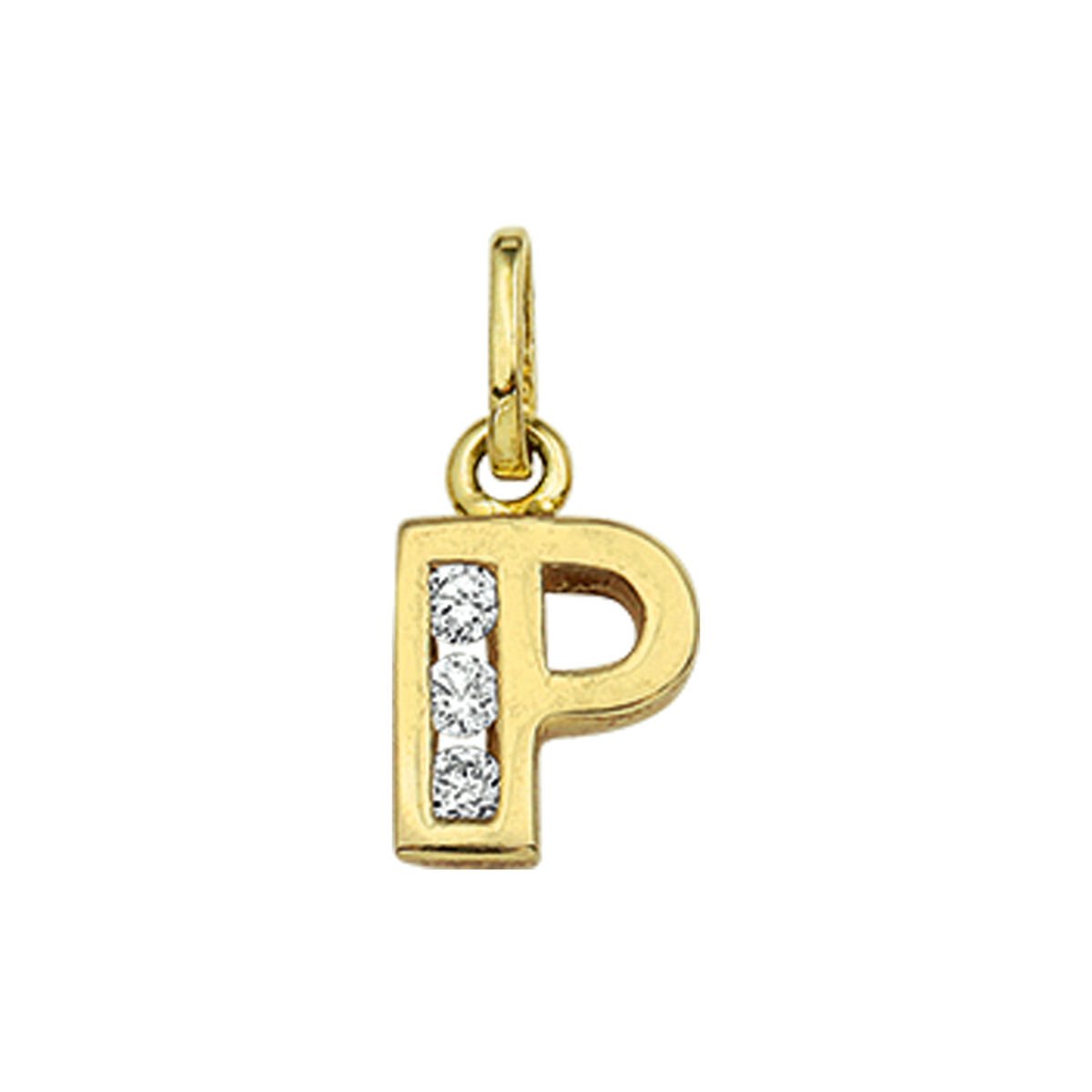 Goud Hanger Letter P Zirkonia 14 karaats