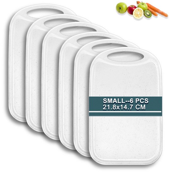 Foto: Ontbijtplank set van 6 met sapgleuven 22 x 15 cm antibacteri le snijplank kunststof antislip bpa vrij kleine witte ontbijtplank kunststof vaatwasmachinebestendig