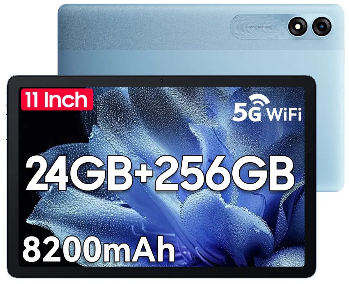 Blackview Tab 9 WiFi - Tablet - 24GB RAM - 256GB ROM - 8200mAh - 10.95 inch - Android 15 - Bluetooth 5.0 - Octa core - Blauw