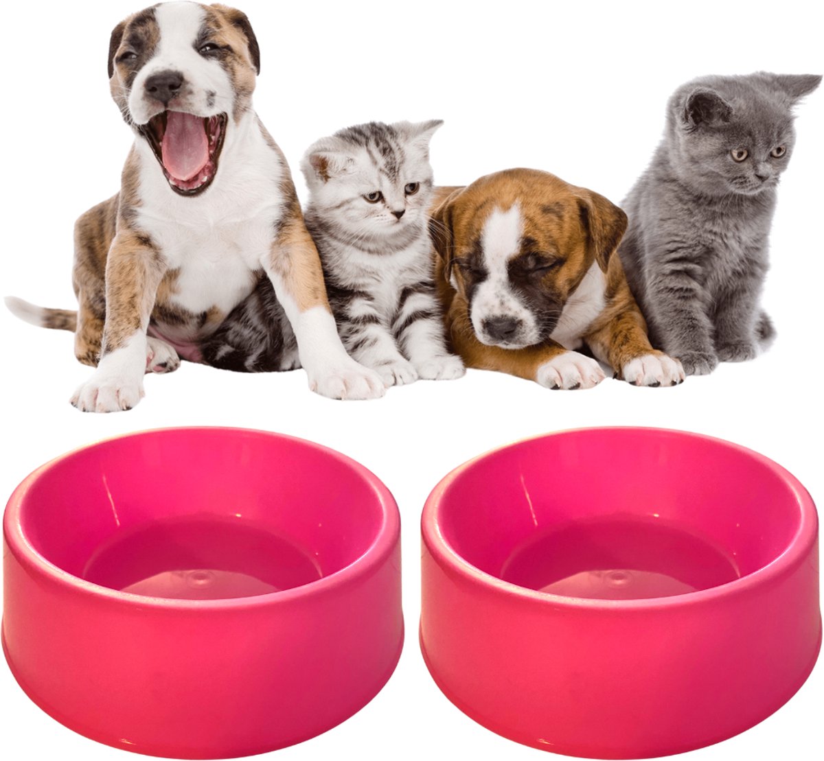 Bol.com Drinkbak 2 STUKS - Waterbak - Hond - Kat - 2 X Voerbak - 800ml inhoud - Voederbak - Honden / katten - Eten - Dubbele Eet... aanbieding