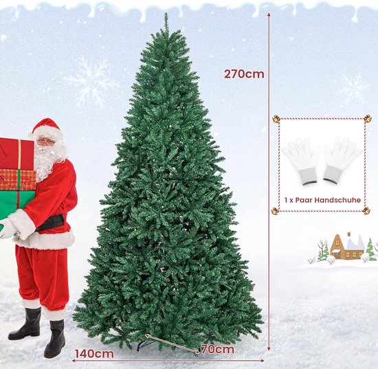 COSTWAY Kunstkerstboom met klapsysteem en metalen standaard, 240 cm