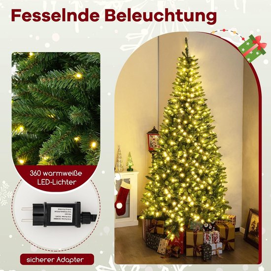 COSTWAY Kunstkerstboom van 135, 200 of 225 cm hoog