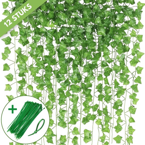 Boncy® Premium Kunstplant Klimop Slinger - Kunsthaag Klimplanten - Kunstmatige Hangplant Groen Kunstplanten - Kunstklimop Nep planten voor Binnen en Buiten - Kamer Decoratie - Nepplanten Kunst plant - Kunstbloemen geschikt voor Klimplantenrek