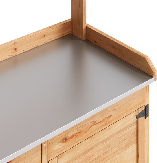 Bealife CC51 Table de travail de jardin pour plantes, table de jardin pour plantes avec banc de plantation, 111,6 x 46,5 x 125 cm, Naturel