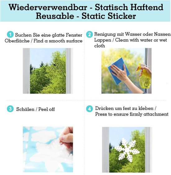 398 stuks zelfklevende raamdecoratie - Kerstmis - feest - nieuwjaarsbenodigdheden - doe-het-zelfdecoraties voor deuren - ramen - vitrines - kerstthemafeest - pvc — afbeelding 5