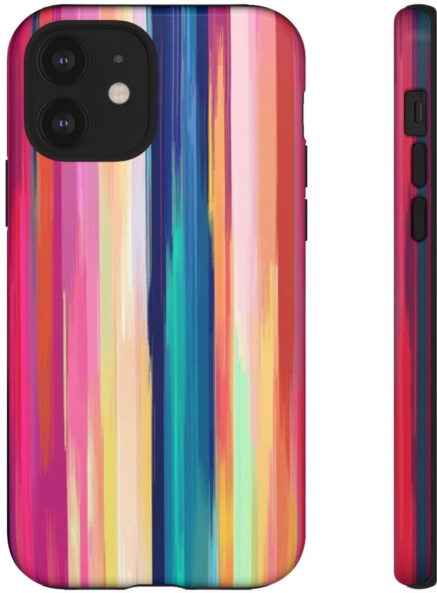Levendige Verticale Strepen Abstracte Kunst – Telefoonhoesje Geschikt voor iPhone 12