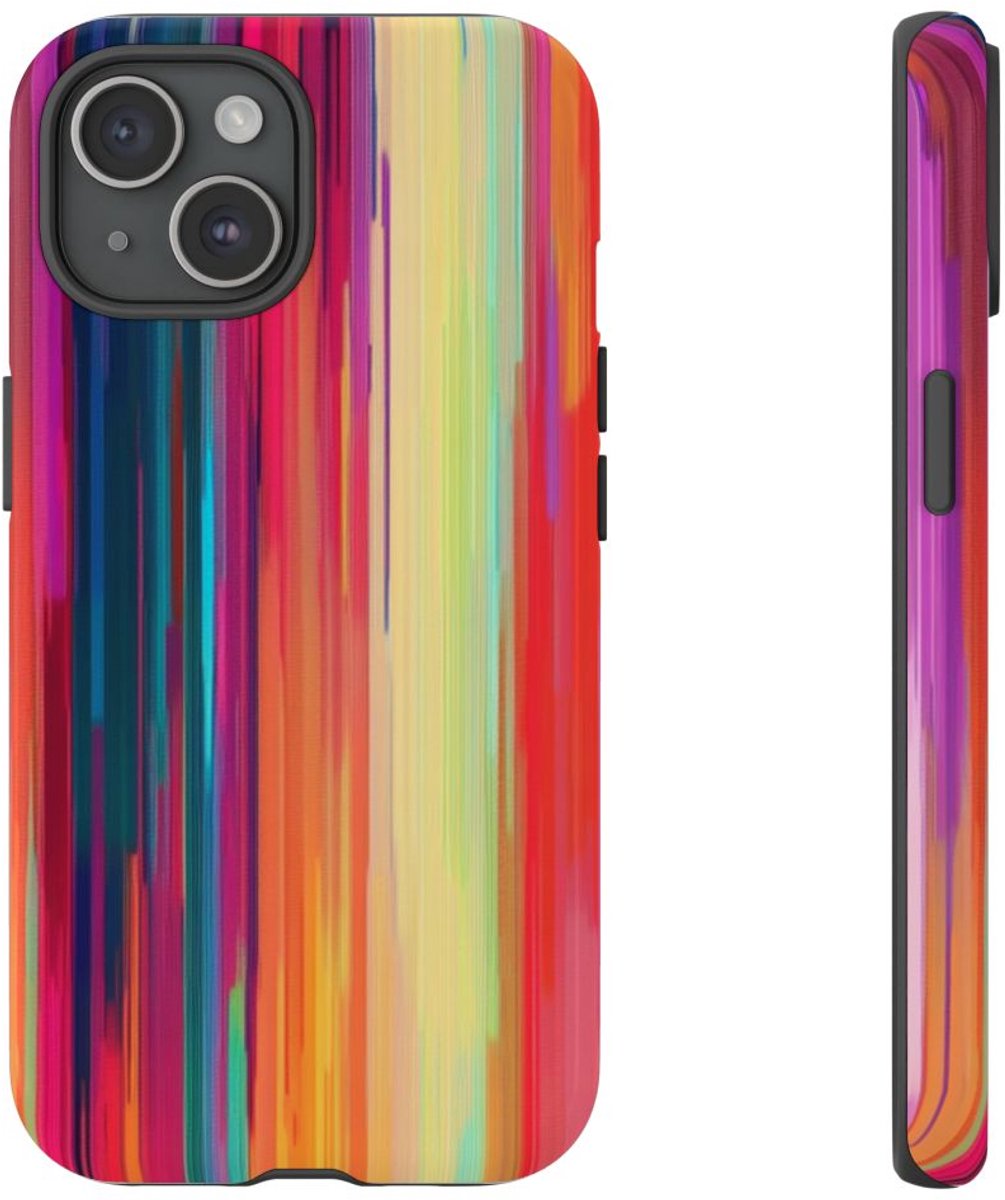 Levendige Verticale Kleurenstrepen Abstract – Telefoonhoesje Geschikt voor iPhone 15