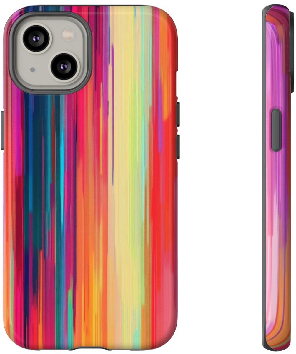 Levendige Verticale Kleurenstrepen Abstract – Telefoonhoesje Geschikt voor iPhone 14
