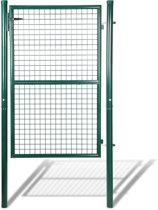 Foto: Tuinpoort 150x100cm poort gepoedercoat staal tuinpoort tuindeur hek poort boerderij poort van gegalvaniseerd staal met slot deurknop en sleutel stevig en duurzaam groente
