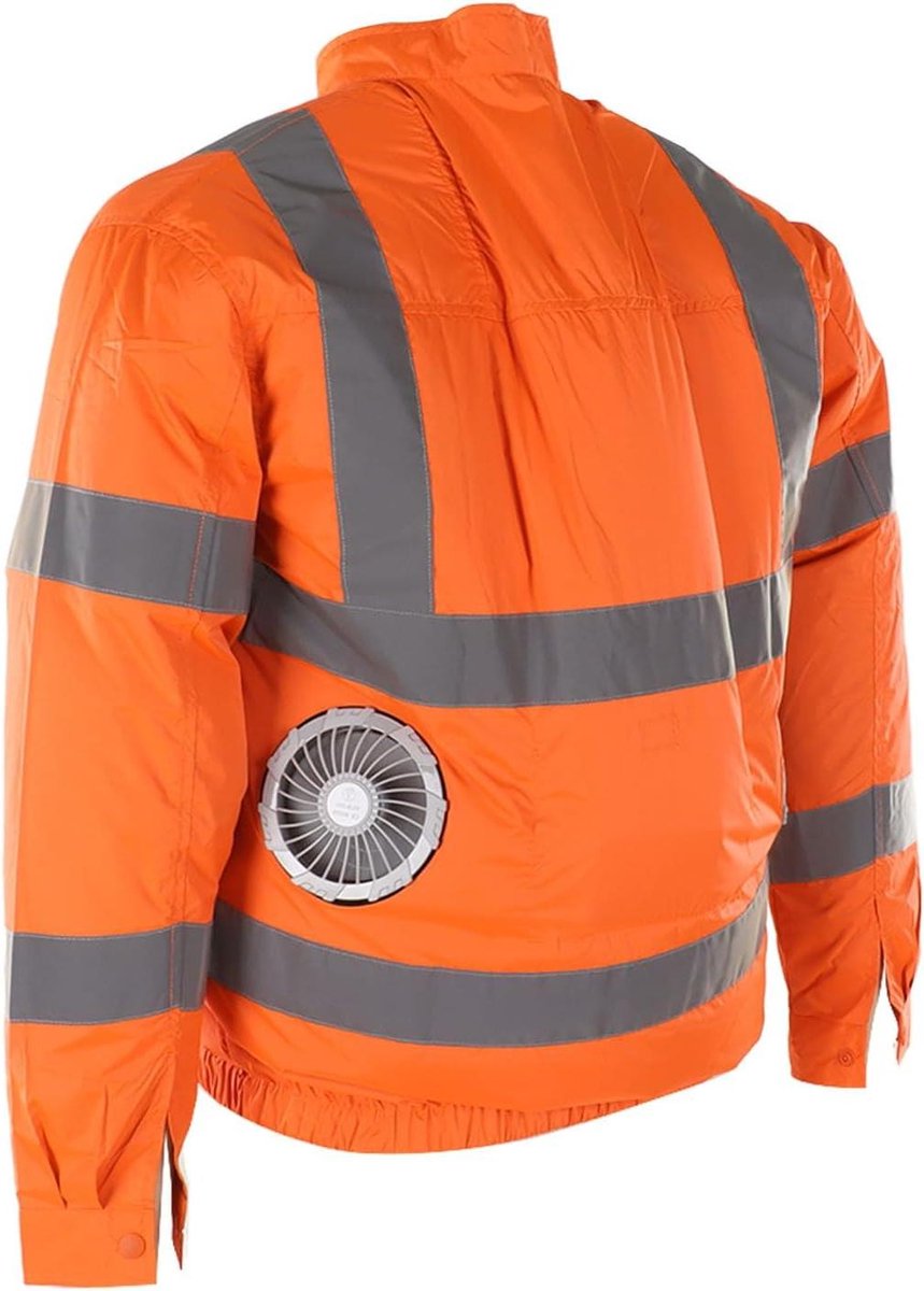 Draagbaar Shirt met Koelventilatoren voor Zonnesteekpreventie - Lange Mouw (Fluorescerend Oranje)