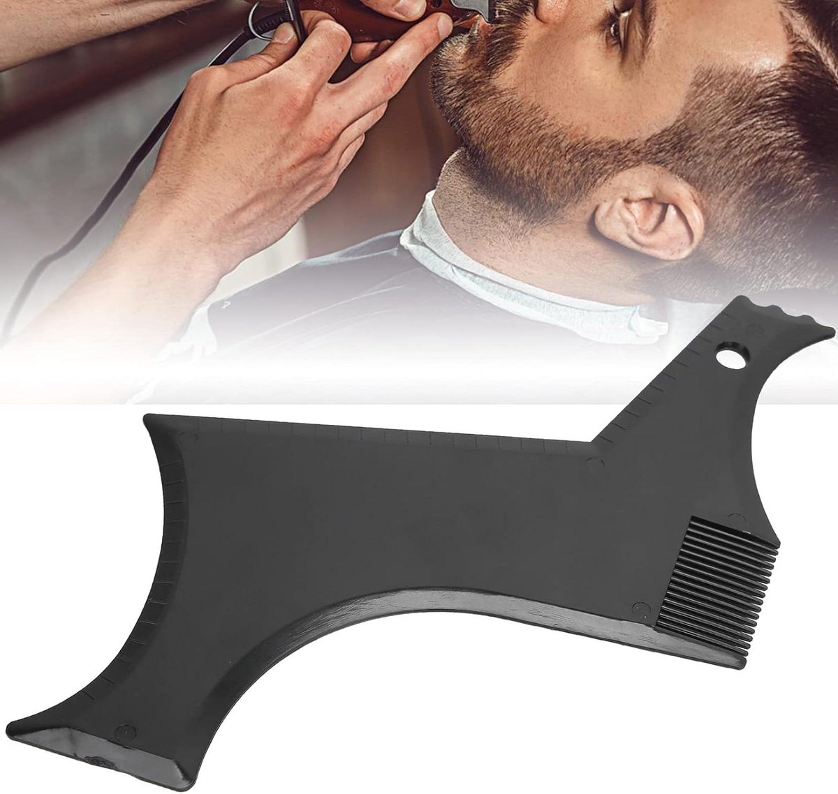 Zwarte Kunststoffen Baardvormsjabloon voor Precieze Baardstyling en Haarlijn Trimmen