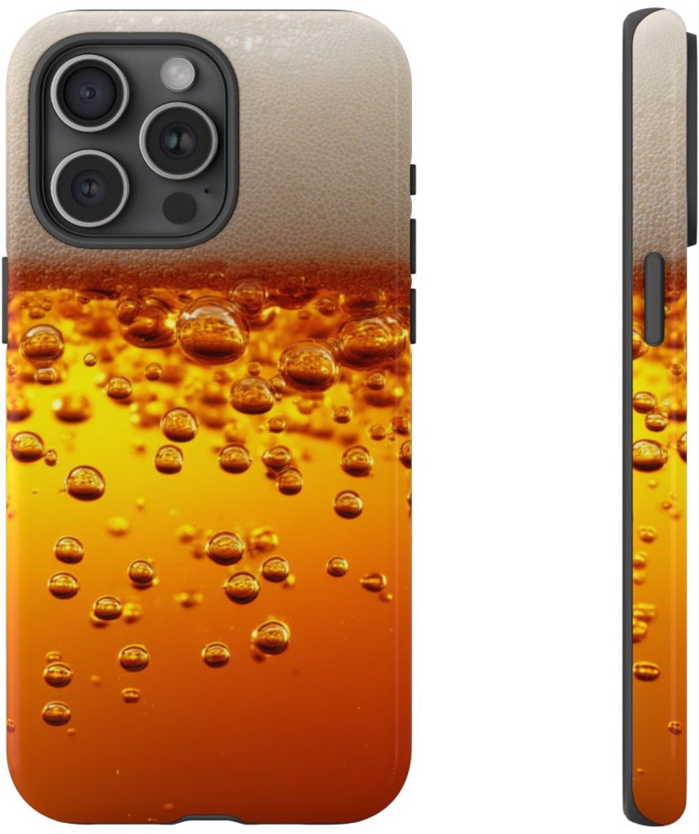 Amberkleurige Bierbellen van Dichtbij – Telefoonhoesje Geschikt voor iPhone 15 Pro Max