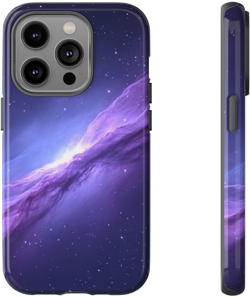 Paarse Kosmische Nevel met Sterrenhemel – Telefoonhoesje Geschikt voor iPhone 14 Pro